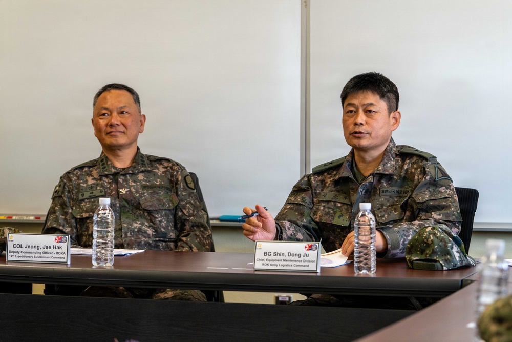 The U.S. Army Materiel Support Command – Korea welcomed Republic of Korea Army (ROKA) Brig. Gen. Shin, Dong Ju, chief of the Maintenance Division from the ROKA Logistics Command to the Combat Power Generation Center (CPGC) on Mar. 12.