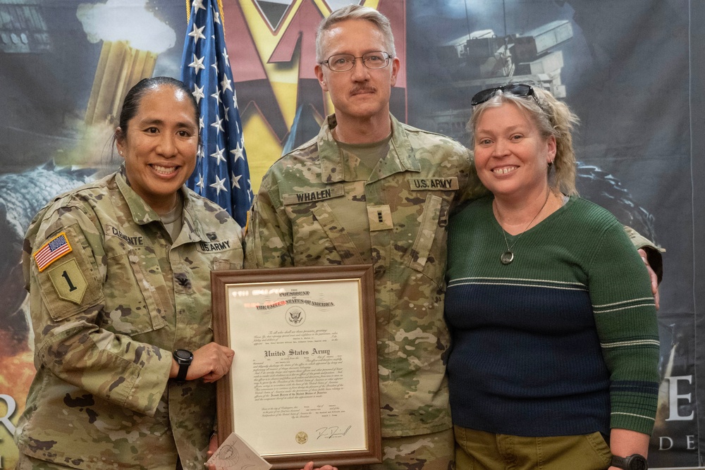 Chief Warrant Officer 2 Whalen Promoted to Chief Warrant Officer 3 at Osan Air Base.