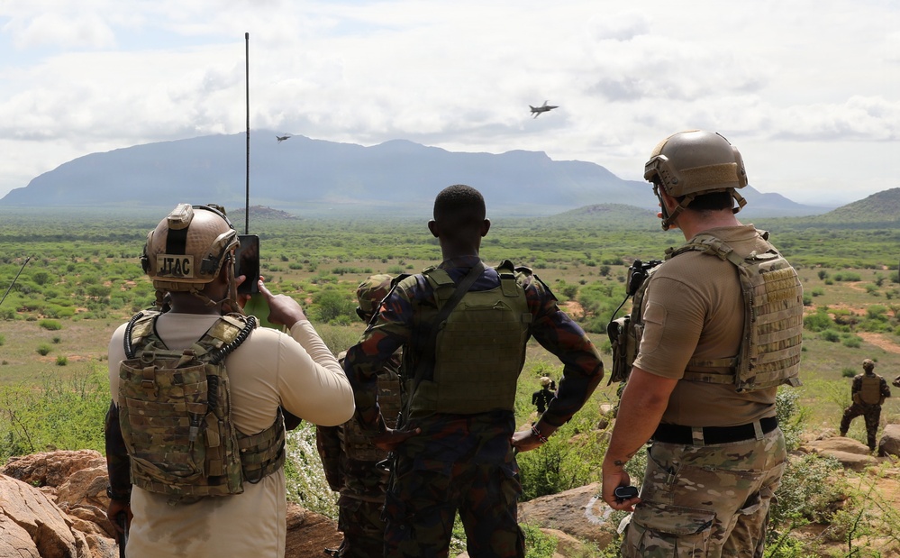 Kenya Air Force F-5 Tiger II supports Justified Accord 2026 combined arms live-fire exercise