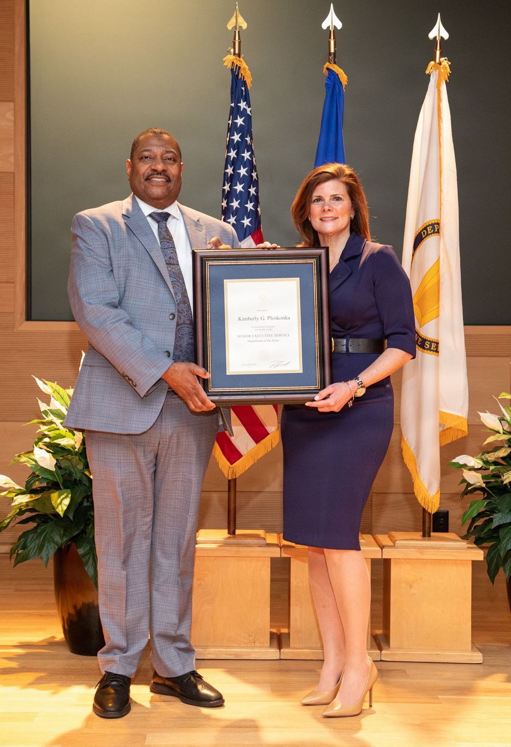 Kimberly G. Ploskonka, director of the Research Business Directorate at DEVCOM ARL, SES pinning and induction ceremony
