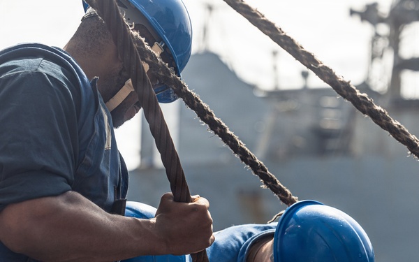 USS Bainbridge Conducts a Replenishment-at-Sea with USNS William McLean