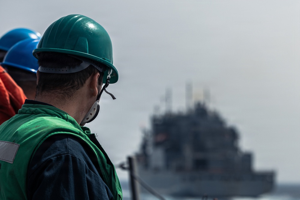 USS Bainbridge Conducts a Replenishment-at-Sea with USNS William McLean