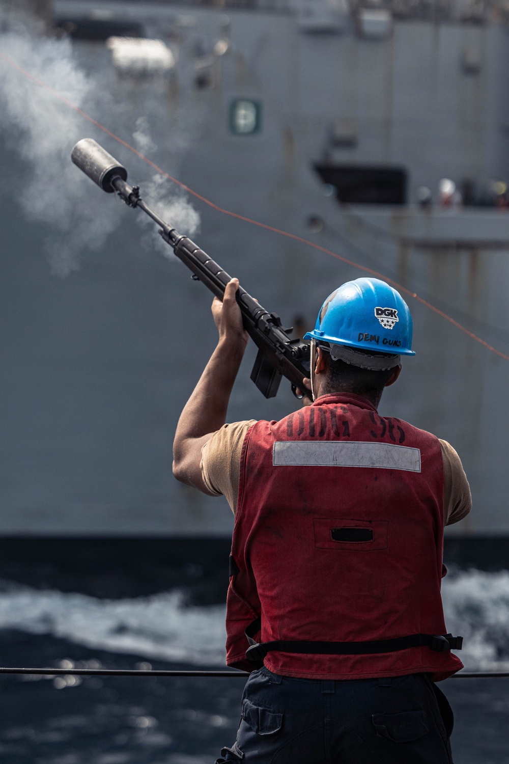 USS Bainbridge Conducts a Replenishment-at-Sea with USNS William McLean