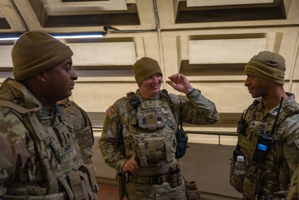 Joint Task Force Magnolia Soldiers patrol in the Washington Metro