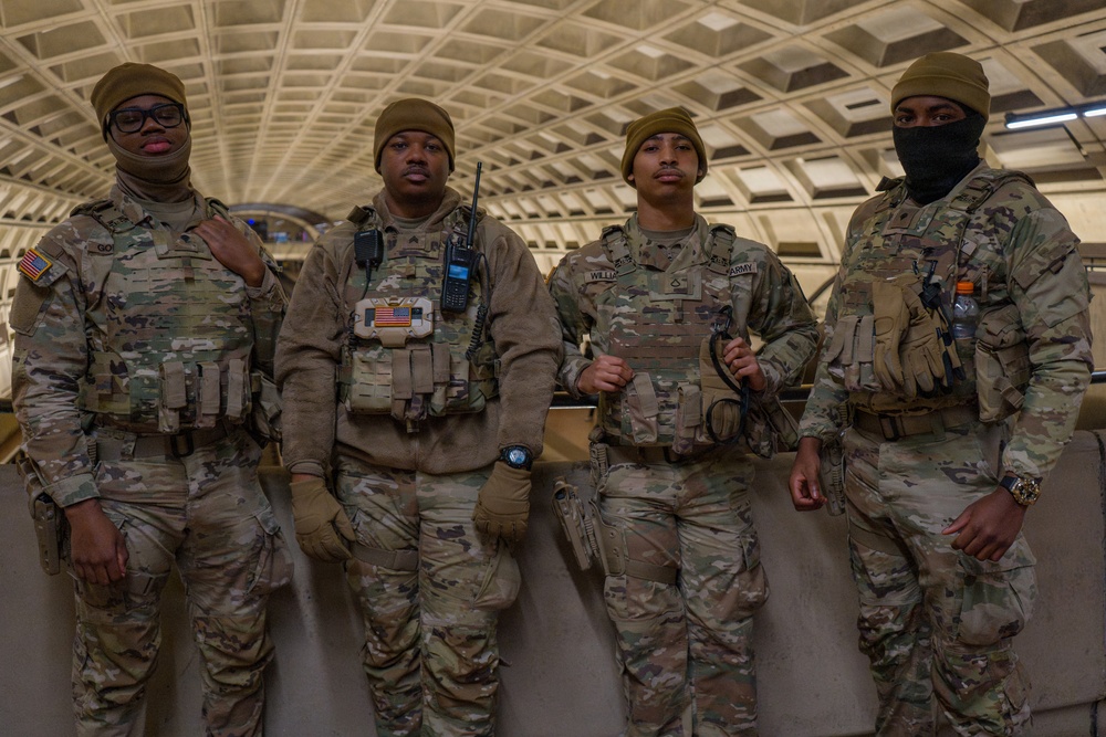 Joint Task Force Magnolia Soldiers patrol in the Washington Metro