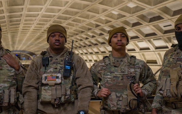 Joint Task Force Magnolia Soldiers patrol in the Washington Metro