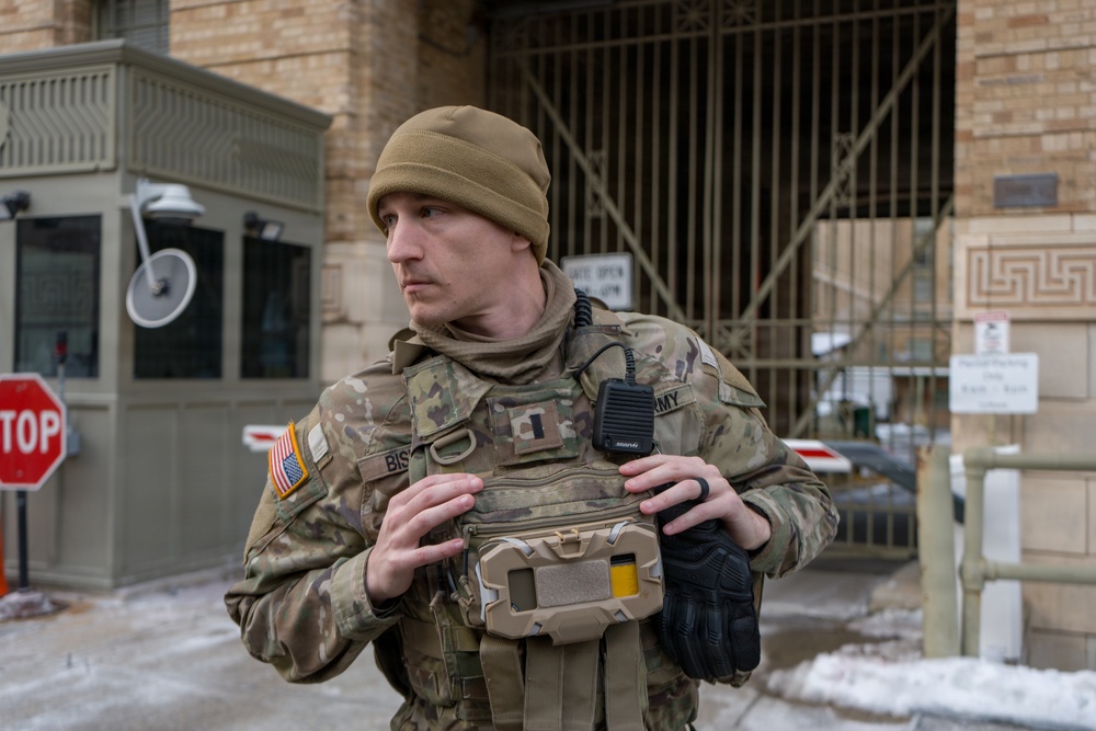 A Joint Task Force Magnolia Soldier patrols in Washington, D.C.