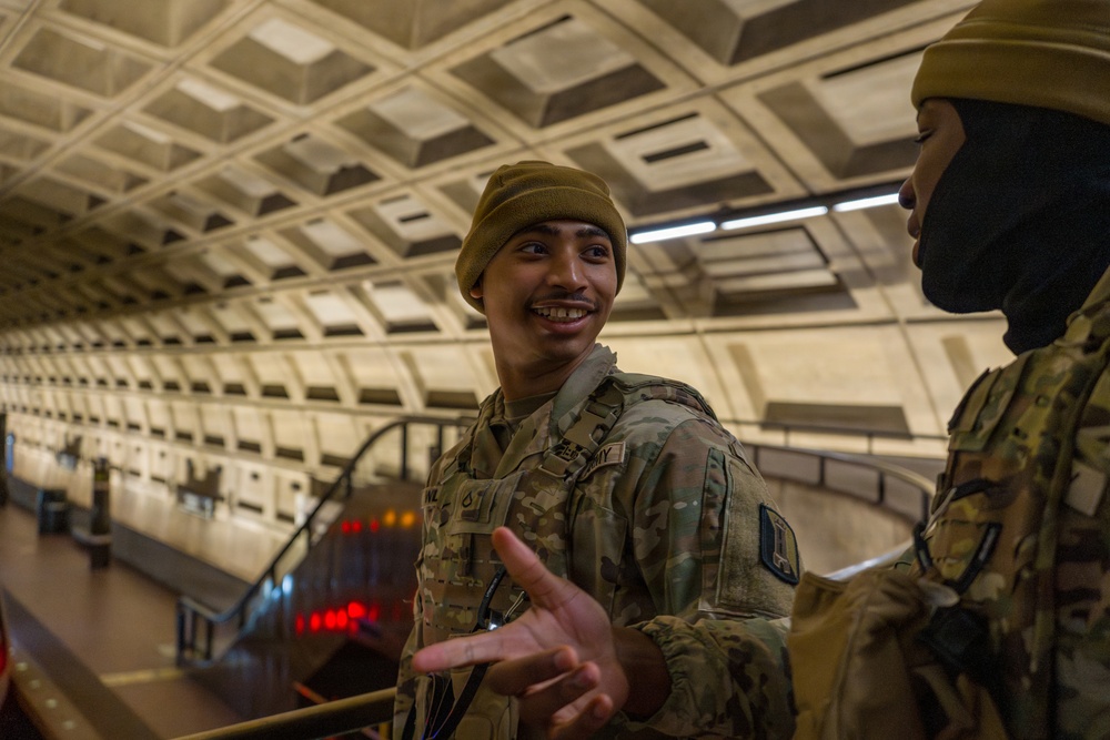 Joint Task Force Magnolia Soldiers patrol in the Washington Metro