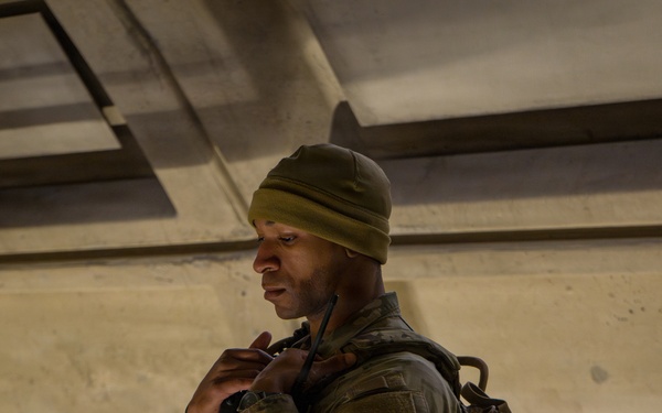 A Joint Task Force Magnolia Soldier patrols in the Washington Metro