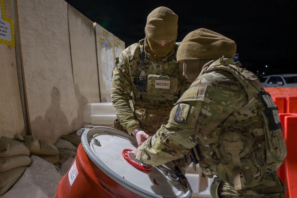 Joint Task Force Magnolia Soldiers return from patrol in Washington, D.C.