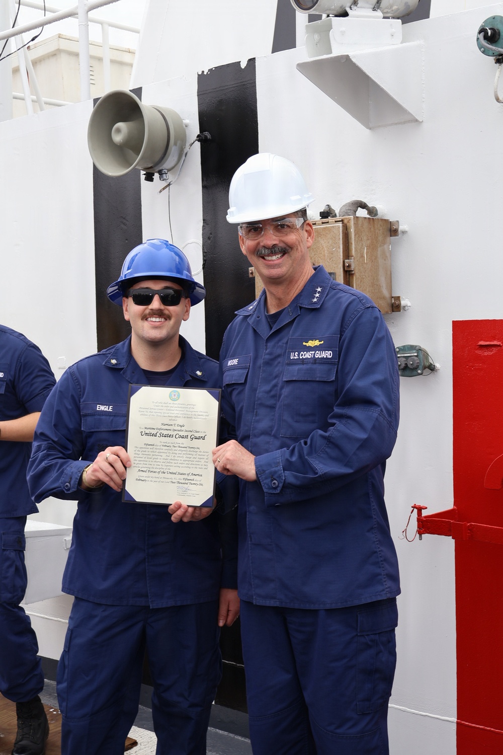 Atlantic Area commander meritoriously advances USCGC Reliance crew member