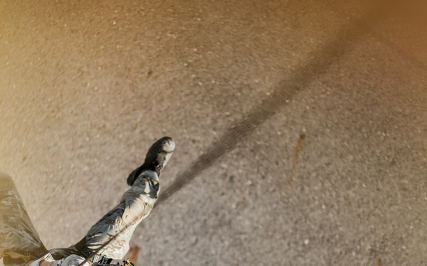 EOD Technicians Practice Daytime Rappelling Techniques