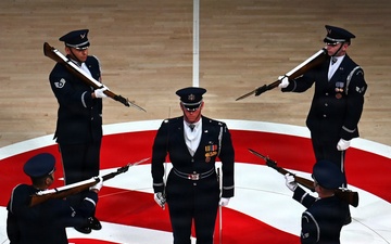 Air Force Honor Guard performs during NBA halftime show