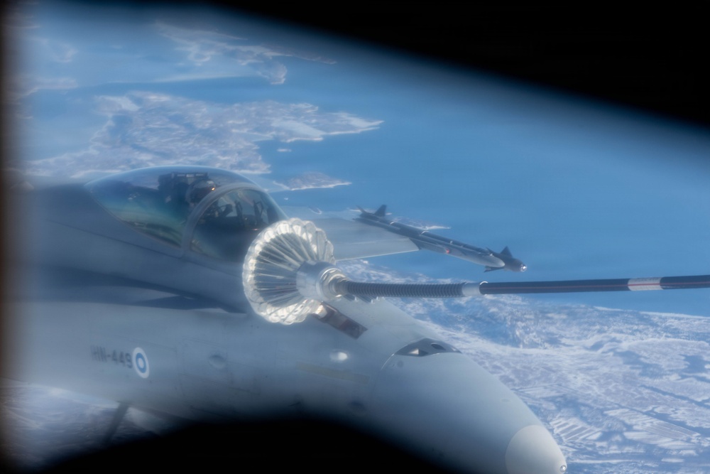 CORE26 | Air-to-air U.S. Marine Refuel Finnish F/A-18 Hornets over Arctic Circle