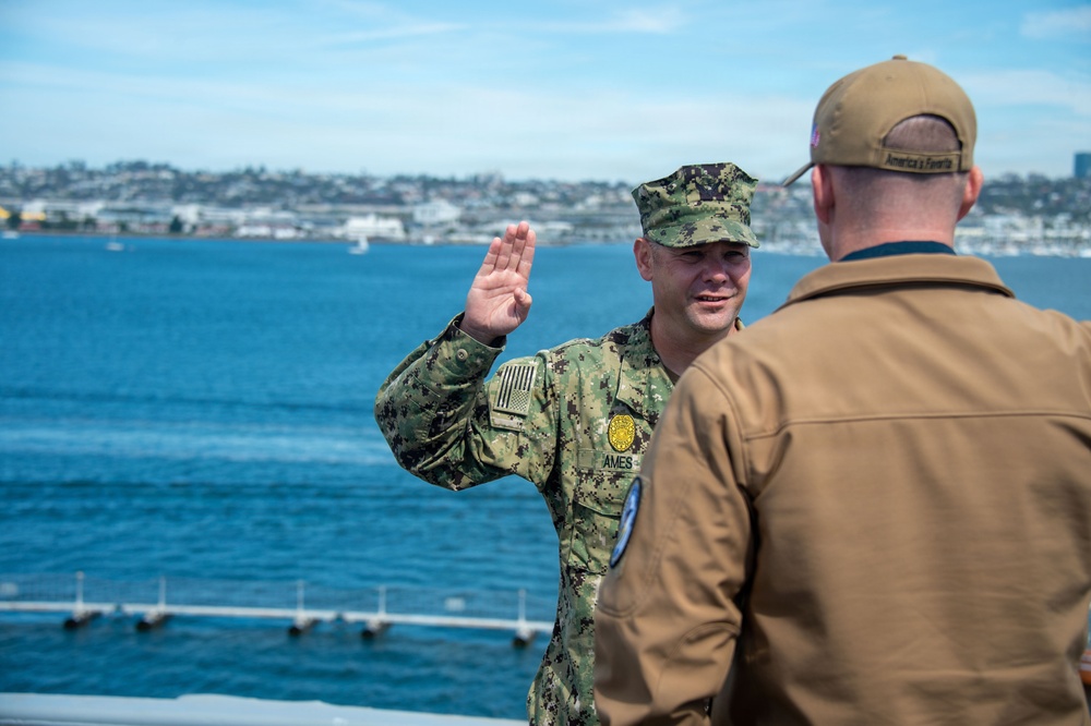 USS Carl Vinson (CVN 70) holds reenlistment ceremony