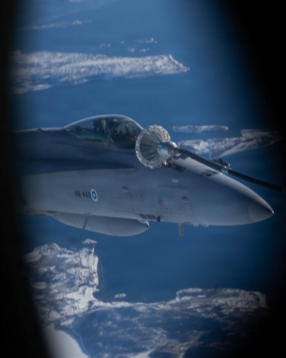 CORE26 | Air-to-air U.S. Marine Refuel Finnish F/A-18 Hornets over Arctic Circle