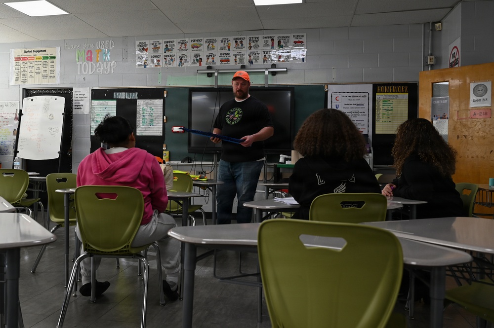 The 104th Fighter Wing participates in middle school career day