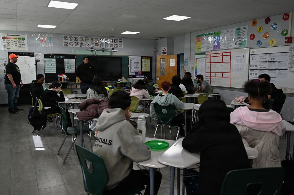 The 104th Fighter Wing participates in middle school career day