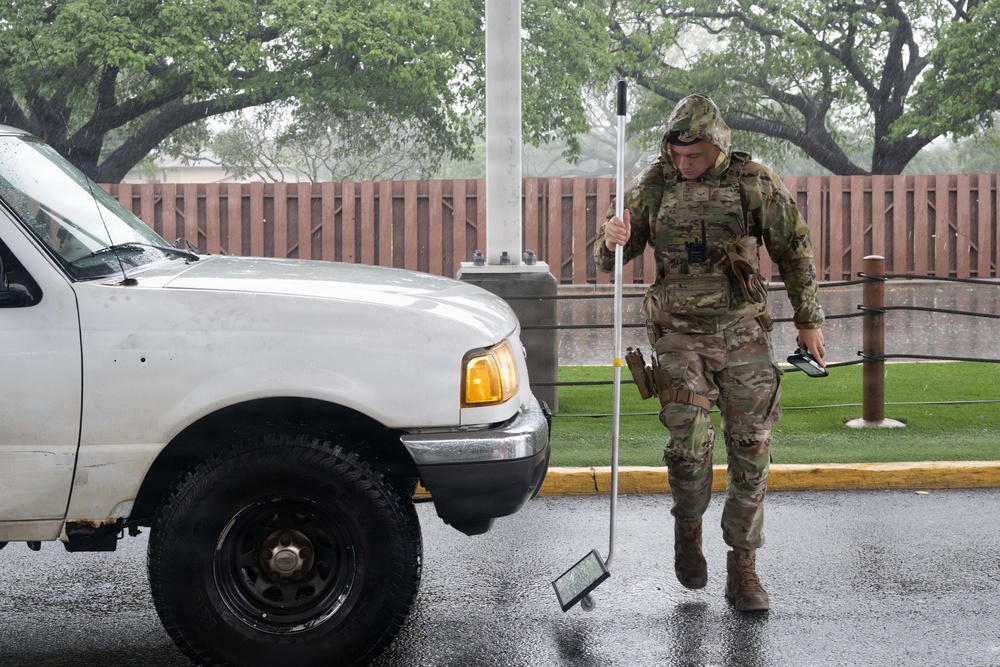 647 SFS defenders stand post during kona storm