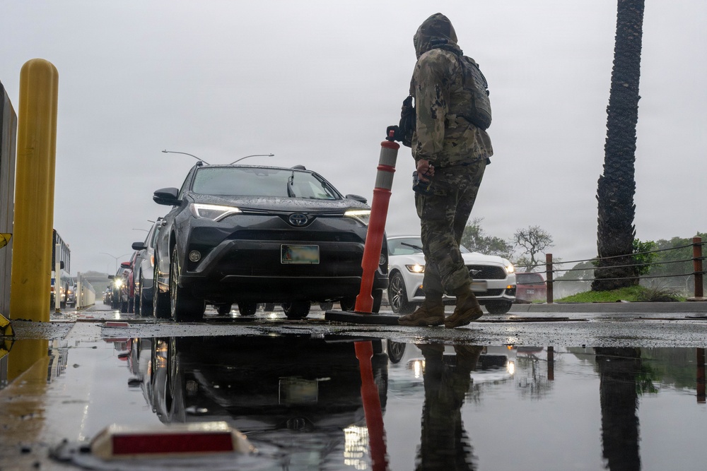 647 SFS defenders stand post during kona storm