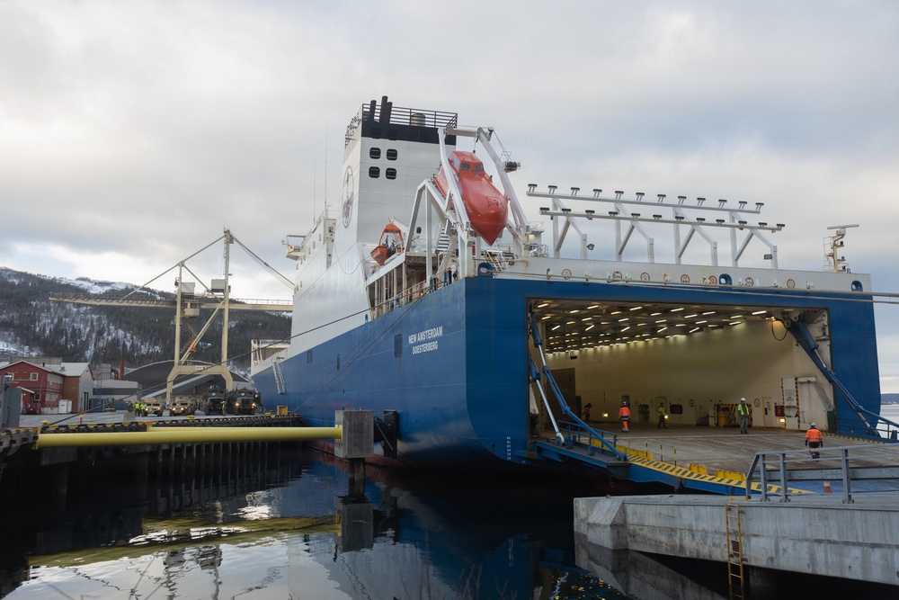 CORE26 | U.S. Marines Load Ground and Logistical Equipment onto Ferry for Arctic Exercise