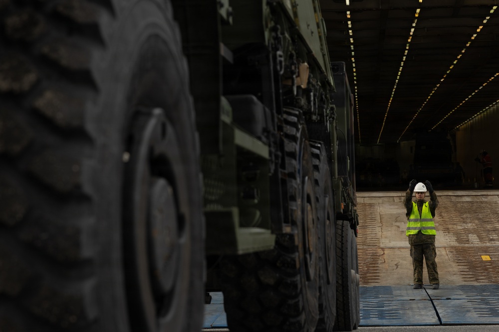 CORE26 | U.S. Marines Load Ground and Logistical Equipment onto Ferry for Arctic Exercise