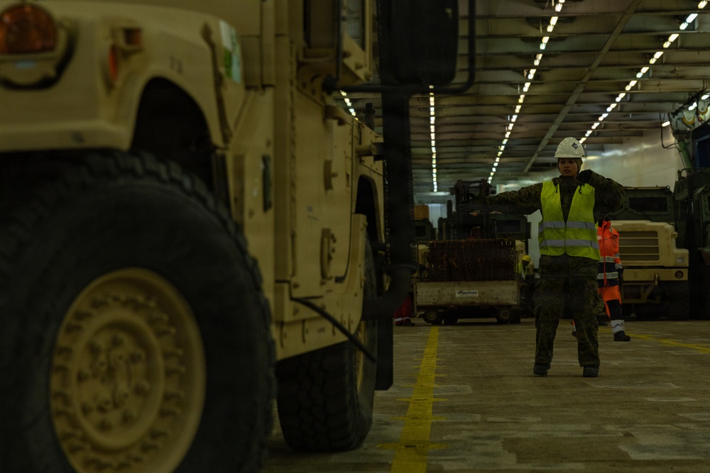 CORE26 | U.S. Marines Load Ground and Logistical Equipment onto Ferry for Arctic Exercise
