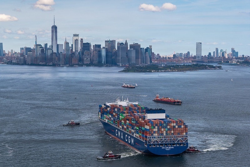 Arrival of CMA CGM Brazil in Port of NY &amp; NJ in 2020