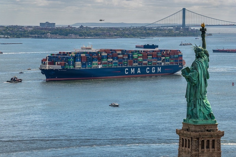 Arrival of CMA CGM Brazil into the Port of NY &amp; NJ in 2020