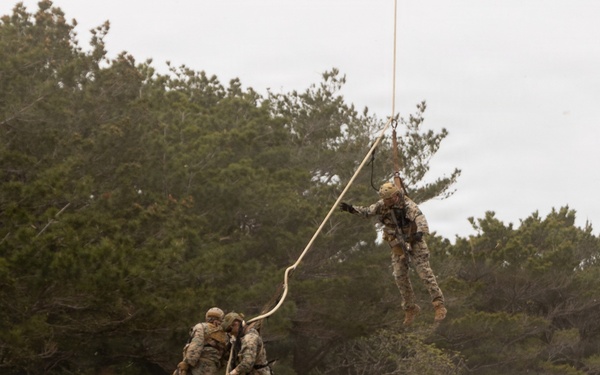 U.S. Marines with 3rd Reconnaissance Battalion conduct a covert landing in a simulated hostile environment