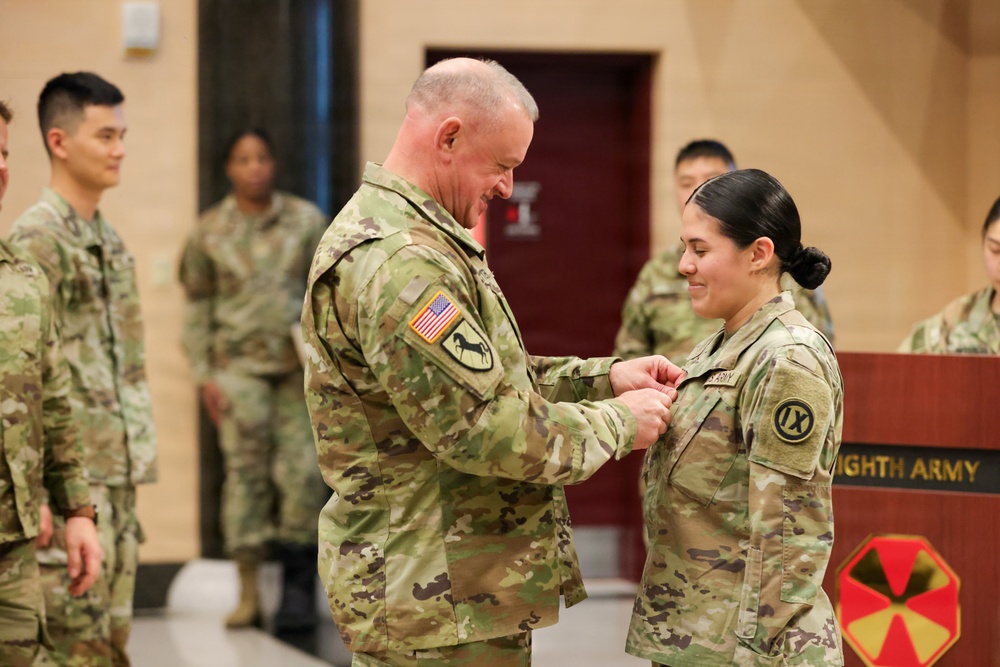LTG Robert D Harter promotes Three Army Reservist at Camp Humphreys