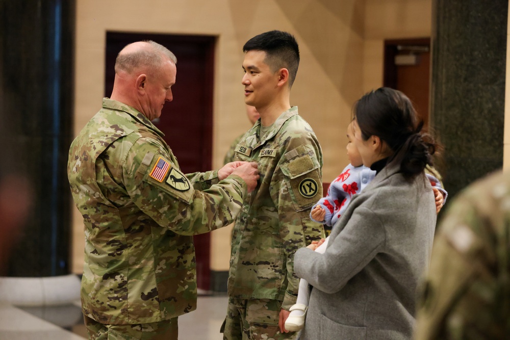 LTG Robert D Harter promotes Three Army Reservist at Camp Humphreys