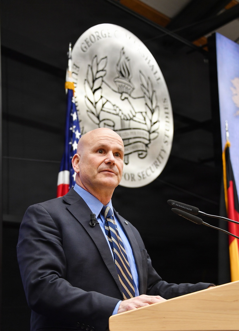 Retired Gen. Christopher Cavoli engages with participants during Strategic Competition and Russia