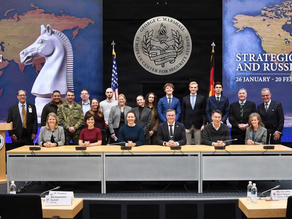 Support personnel gather during the Strategic Competition and Russia course