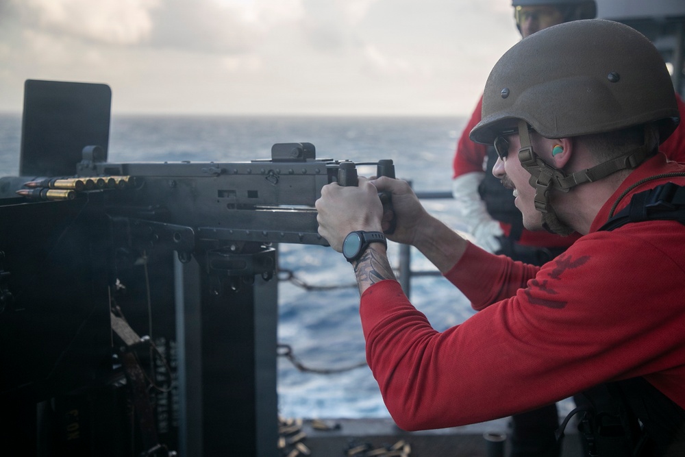 USS Tripoli Conducts .50-Caliber Gun Shoot