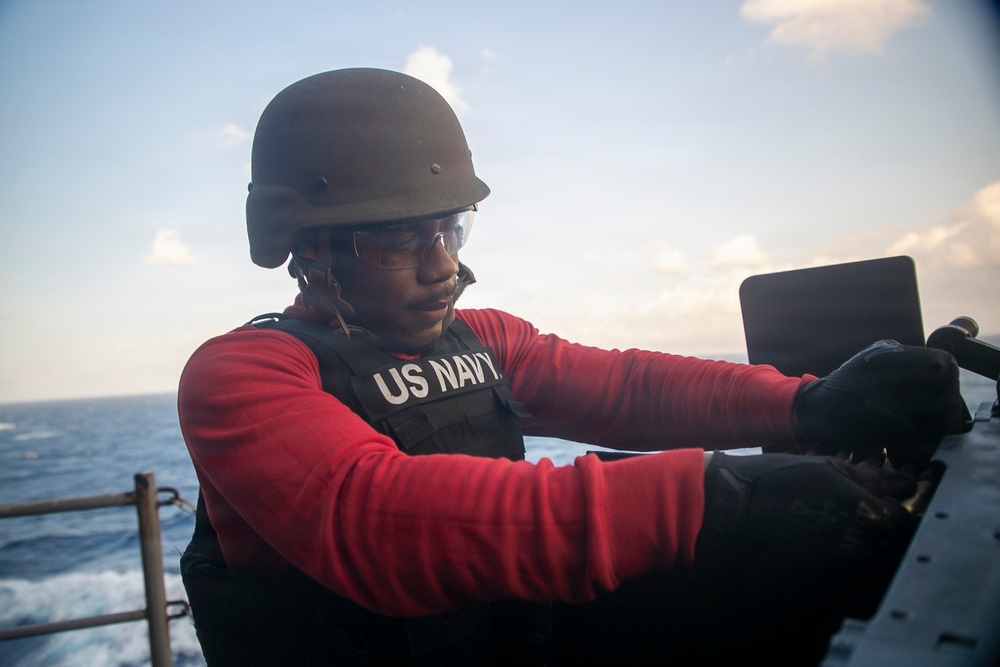USS Tripoli Conducts .50-Caliber Gun Shoot