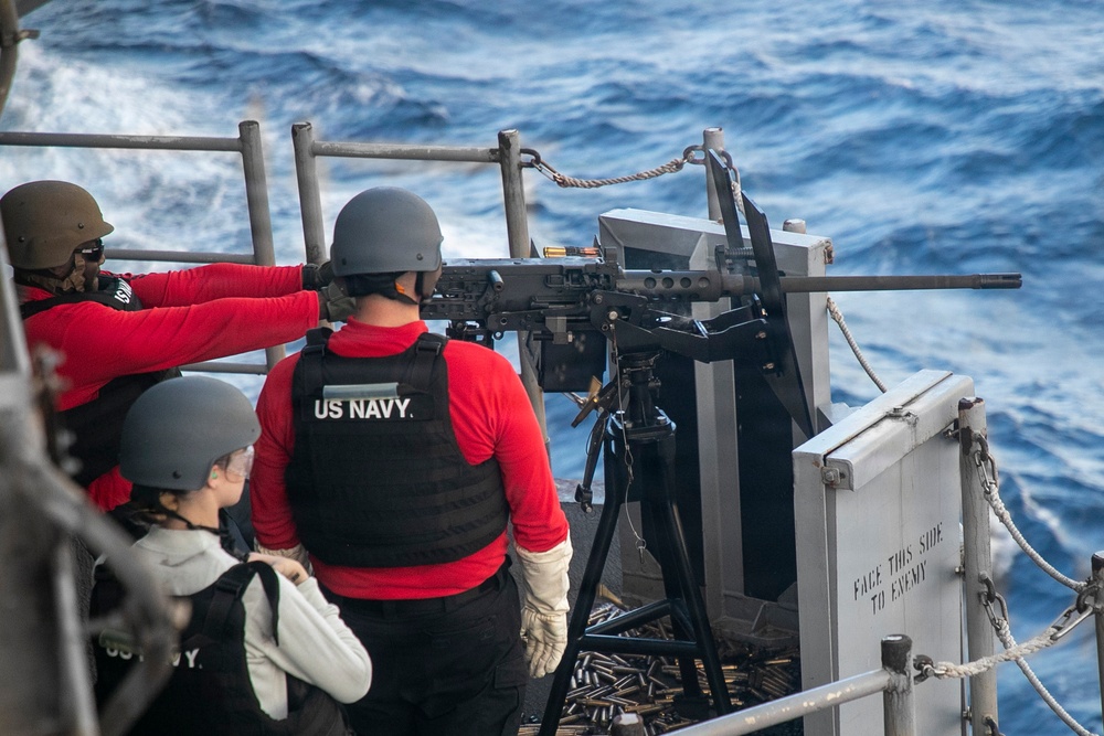 USS Tripoli Conducts .50-Caliber Gun Shoot