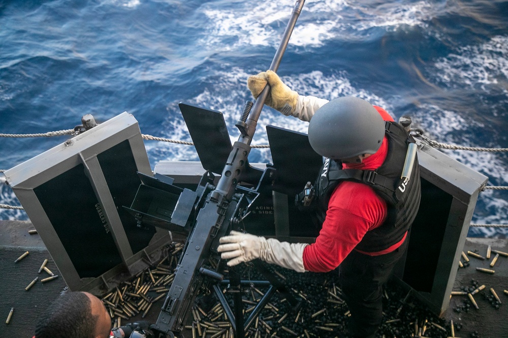 USS Tripoli Conducts .50-Caliber Gun Shoot