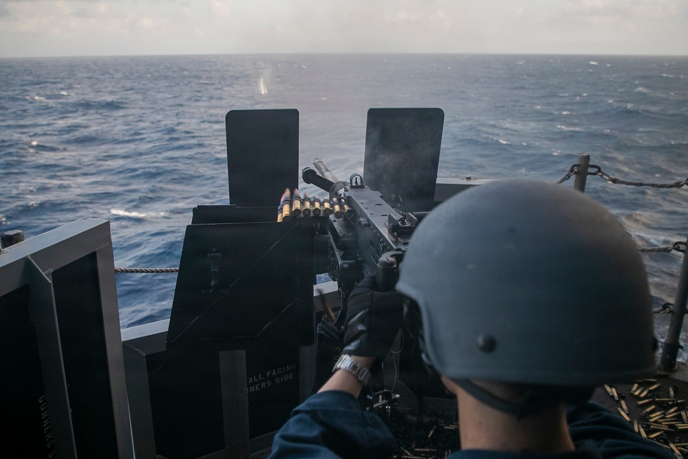 USS Tripoli Conducts .50-Caliber Gun Shoot