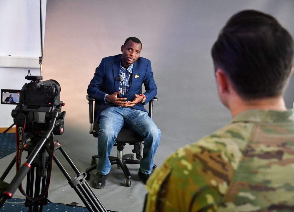 U.S. Army Soldiers host media training during the Strategic Competition and Russia course