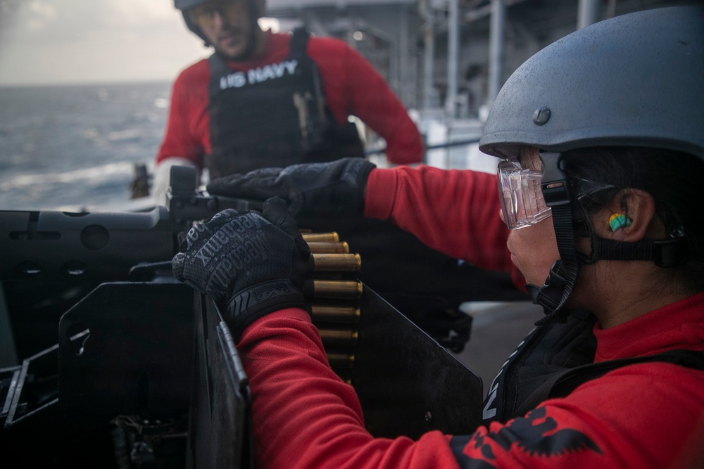 USS Tripoli Conducts .50-Caliber Gun Shoot