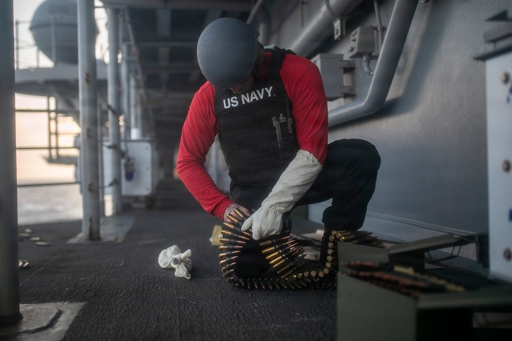 USS Tripoli Conducts .50-Caliber Gun Shoot