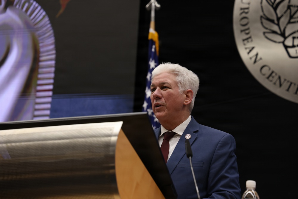 Retired U.S. Air Force. Maj. Gen. Barre Seguin delivers final remarks during the Strategic Competition and Russia course