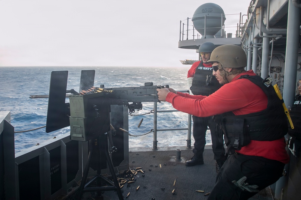 USS Tripoli Conducts .50-Caliber Gun Shoot