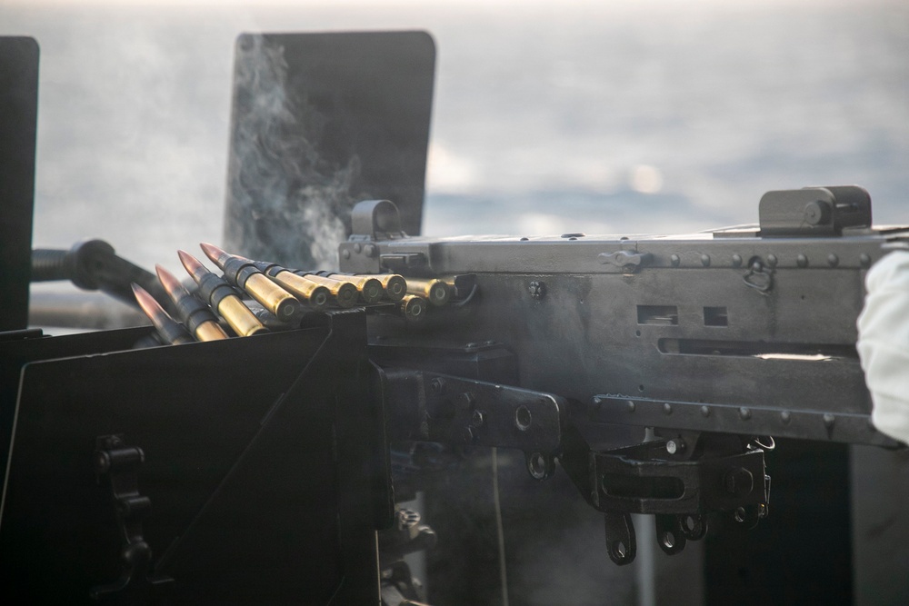USS Tripoli Conducts .50-Caliber Gun Shoot