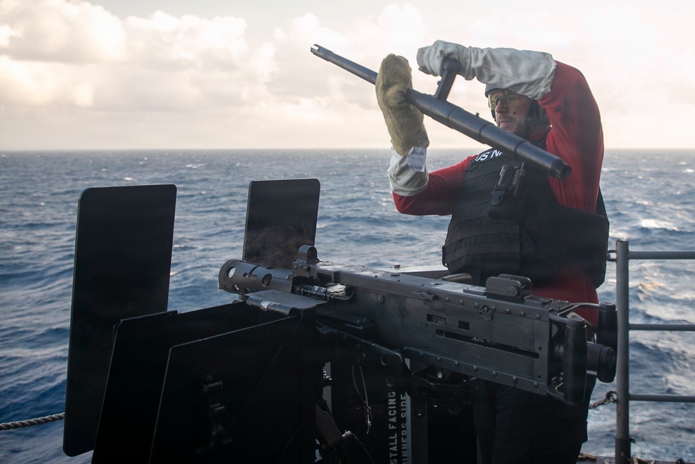 USS Tripoli Conducts .50-Caliber Gun Shoot