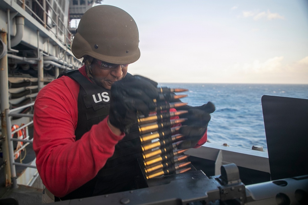 USS Tripoli Conducts .50-Caliber Gun Shoot