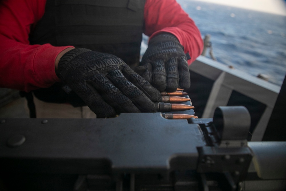USS Tripoli Conducts .50-Caliber Gun Shoot