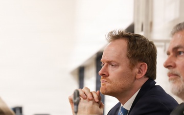 Course participant observes closing remarks at Strategic Competition and Russia course