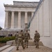 Joint Task Force Magnolia Soldiers patrol at the Lincoln Memorial